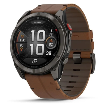 Garmin Fenix 8 Pro - 51 mm AMOLED Sapphire Carbon Gray DLC Titanium / Chestnut Leather Band